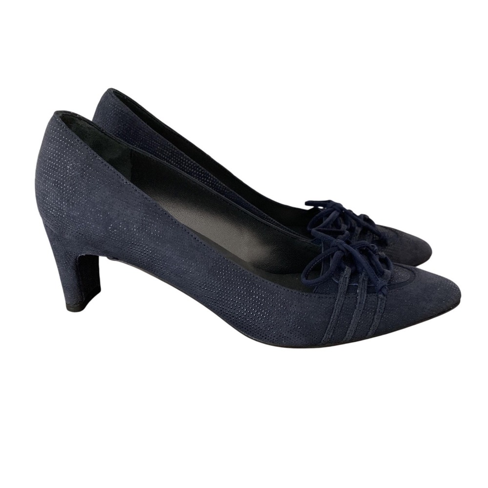 Stuart Weitzman Navy Blue Suede Ghillie Lace-Up Pumps Women's Size 8M - Picture 2 of 15